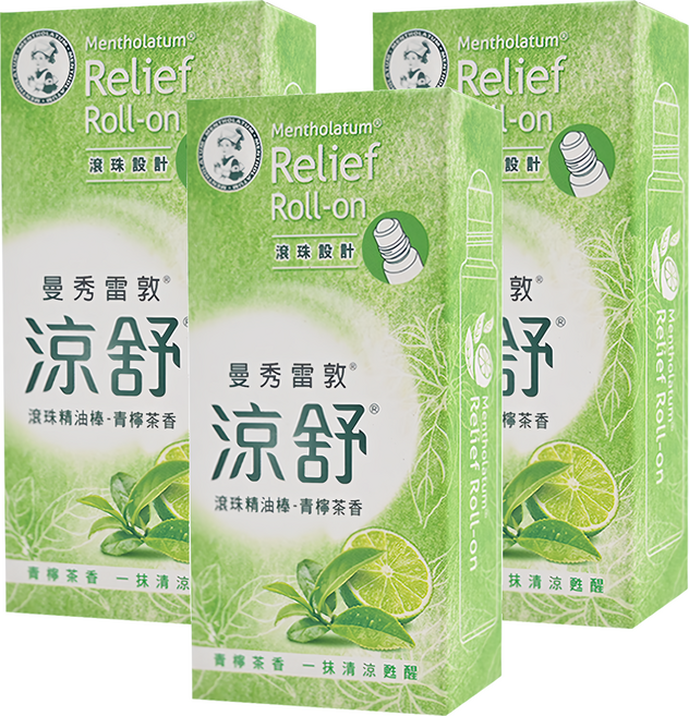 MENTHOLATUM 曼秀雷敦 涼舒 滾珠精油棒 清檸茶香, 3盒
