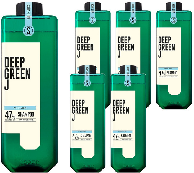 J'SOOP Deep Green J 弱酸性純素洗髮精 白麝香, 1L, 6瓶