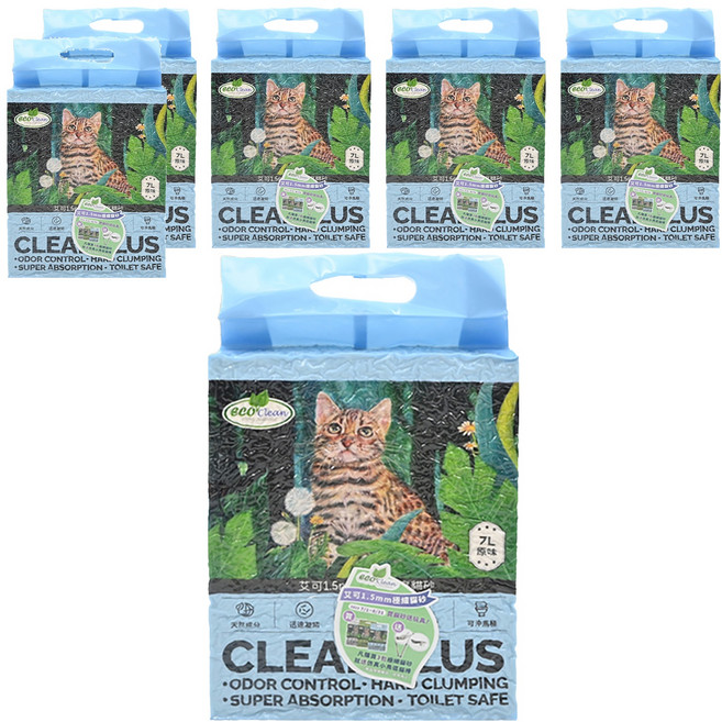 ECO Clean 1.5mm極細豆腐貓砂, 原味, 7L, 6袋