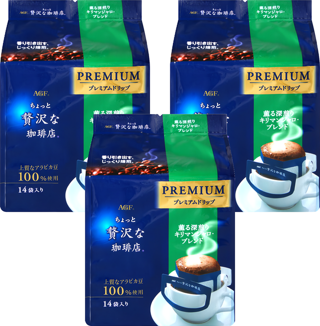 AGF 微奢華咖啡店 奢華吉力馬扎羅濾掛式咖啡, 112g, 1入, 3袋