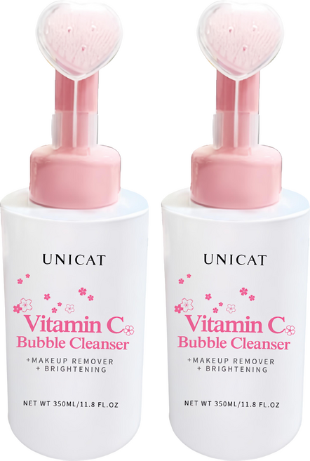 UNICAT 變臉貓 維他命C洗顏卸妝泡泡慕斯 附柔膚潔面刷, 350ml, 2瓶