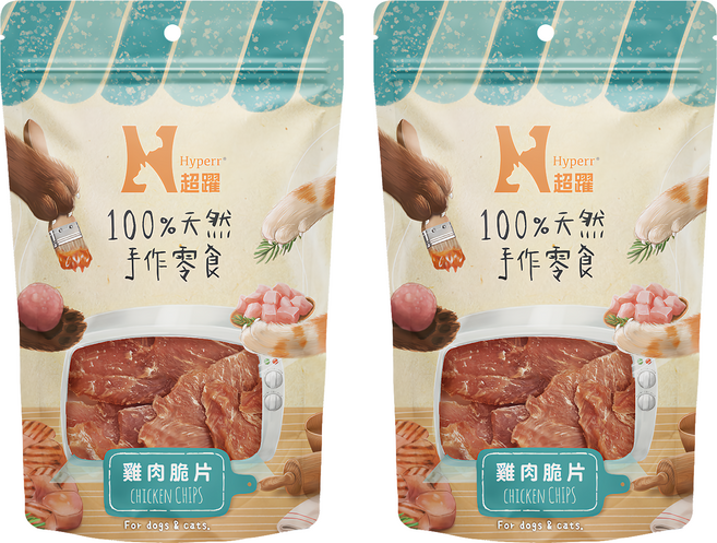 Hyperr 超躍 手作寵物零食/貓狗零食/原肉零食, 雞肉脆片, 100g, 2包