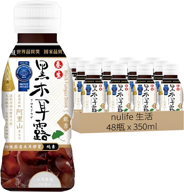 nulife 生活 新優植 養生黑木耳露 銀杏, 350ml, 48瓶