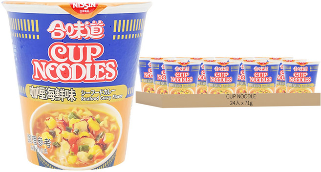 NISSIN 日清 CUP NOODLE 合味道 咖哩海鮮味杯麵 71g, 24入