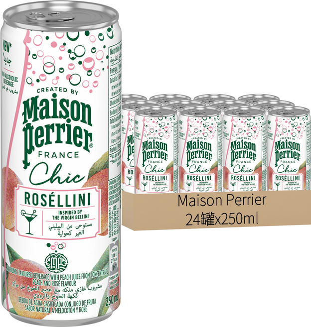 Maison Perrier Chic 氣泡雞尾酒風味飲 蜜桃貝里尼, 250ml, 24個
