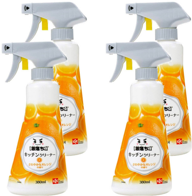 LEC 激落君廚房用泡沫噴霧清潔劑 清新柑橘香, 380ml, 4瓶