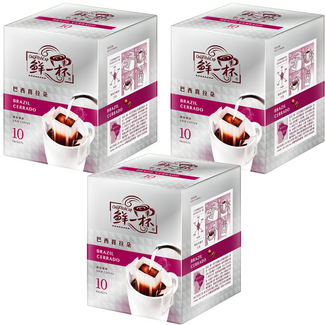 鮮一杯 巴西喜拉朵濾掛咖啡, 10g, 10包, 3盒