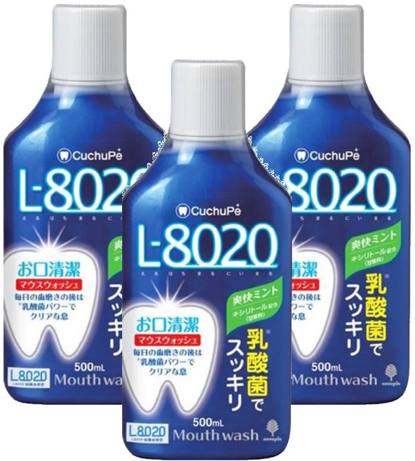 CuchuPe 勁爽薄荷乳酸菌漱口水 含酒精 L-8020, 500ml, 3瓶