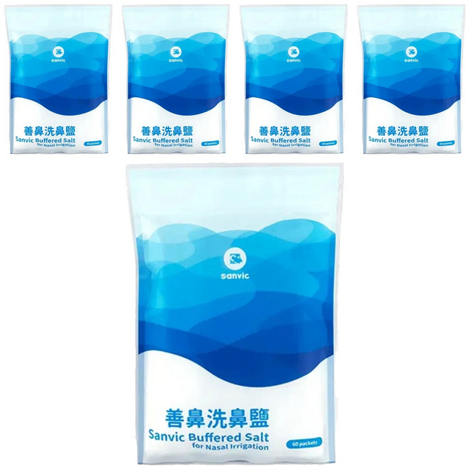 sanvic 善維 善鼻洗鼻鹽 洗鼻瓶專用 4.5g 60包, 5袋