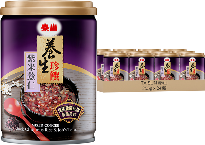 TAISUN 泰山 養生珍饌 紫米薏仁粥, 255g, 24罐