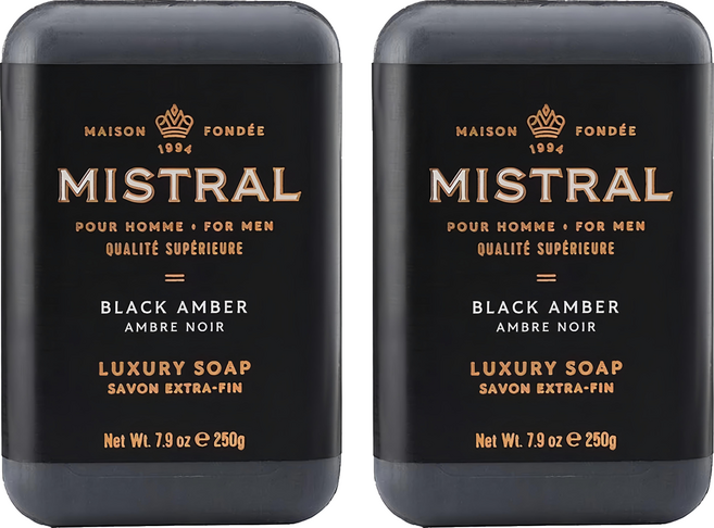 MISTRAL BODY 紳士香氛皂 黑琥珀, 250g, 2個