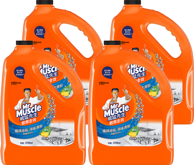 Mr Muscle 威猛先生 廚房清潔劑 清爽檸檬, 3785ml, 4桶