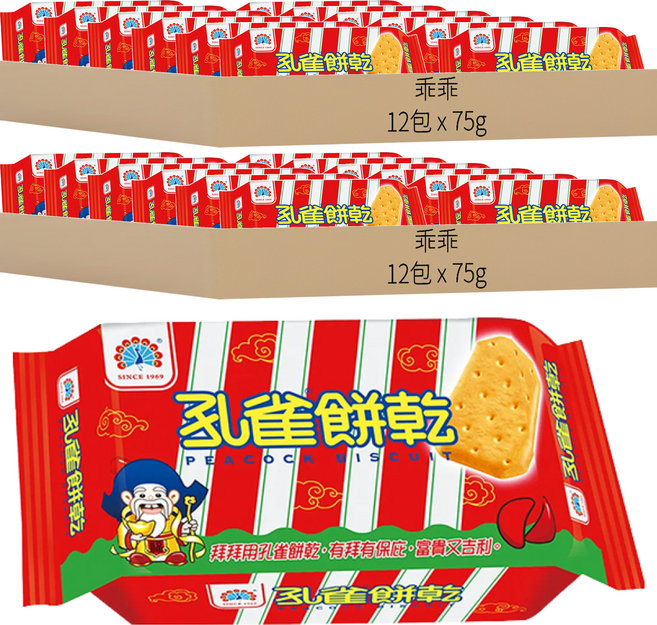 乖乖 孔雀餅乾, 75g, 24包