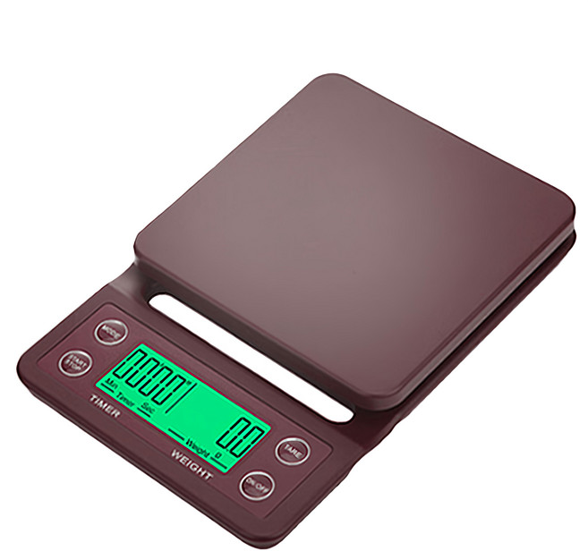 REQIR 3kg咖啡秤電池款計時 酒紅色, 單一商品, 1個