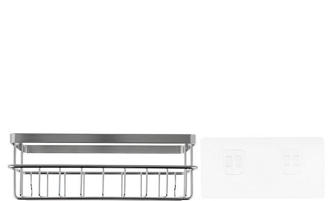 comet Kitchen 黏貼式廚房置物架 附黏貼掛勾, 不鏽鋼, 1個