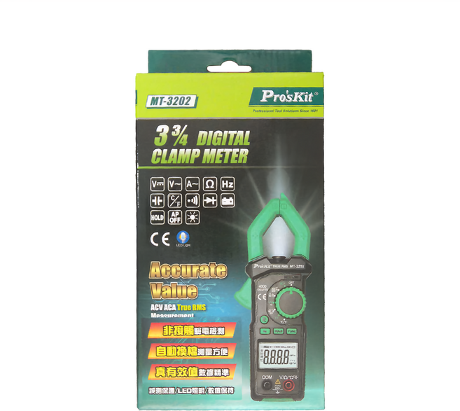 Pro'sKit 寶工 3 3/4真有效值鉤錶 MT-3202, 1個