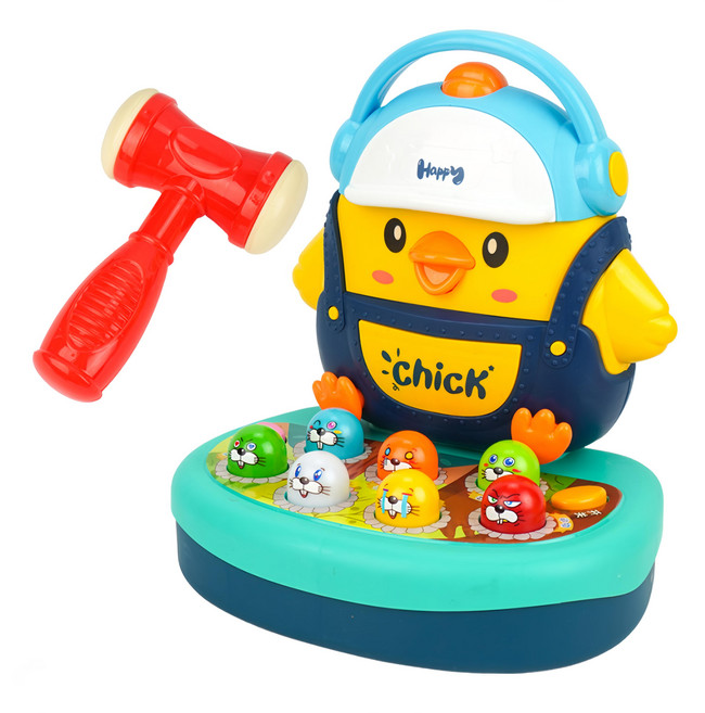 BOR TOYS 博達銳玩具 幼兒早教動物造型聲光打地鼠機 音樂/故事/兒歌 小雞造型 9806, 1個, 顏色隨機