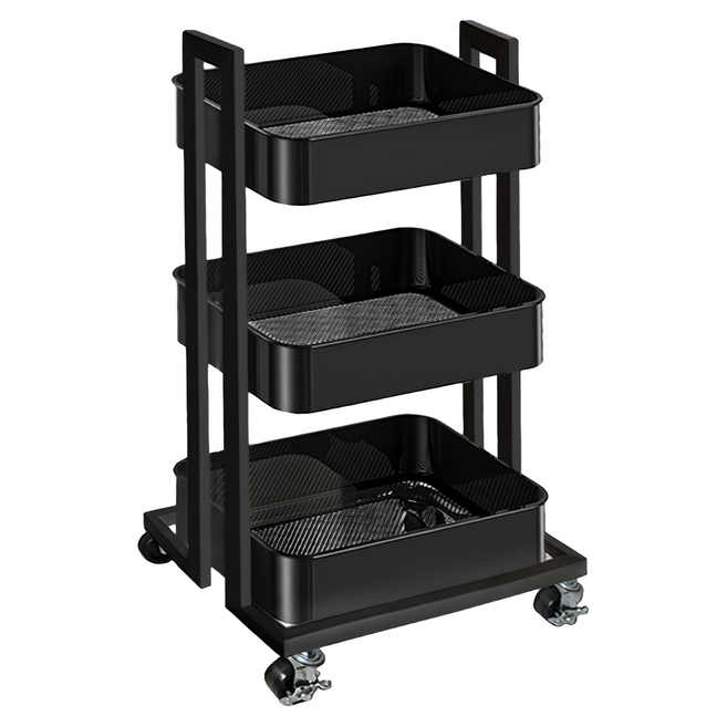 USEFUL DESIGN 悠室屋 新型置物推車, 3層, 黑色