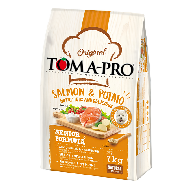 TOMA-PRO 優格 高齡犬乾飼料 熟齡養身配方 全系列添加藜麥, 鮭魚 + 馬鈴薯, 7kg, 1袋