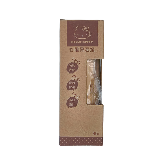 Hello Kitty 凱蒂貓 竹雕保溫瓶, B款, 300ml, 1個