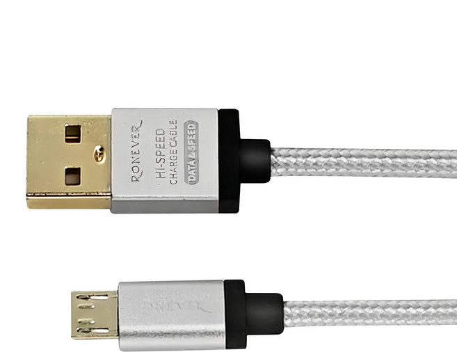 RONEVER 3A鋁合金充電線 USB-MicroUSB 13g, 50cm, 太空灰, 1條