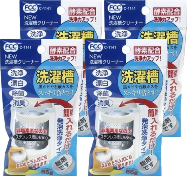 不動化學 洗衣槽酵素清潔錠, 55g, 4包