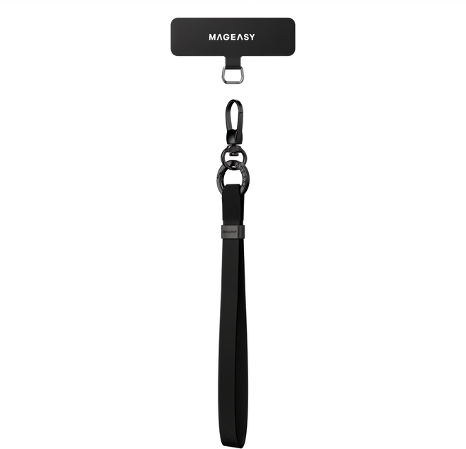 MAGEASY UTILITY WRIST STRAP 手腕掛繩 + 掛繩片組 15mm, 黑色, 1組
