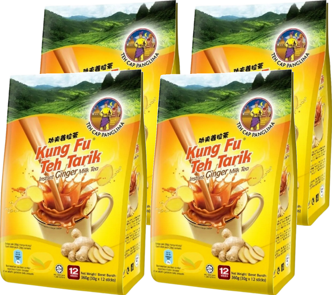 TEH CAP PANGLIMA 元帥牌 南洋拉茶風味功夫奶茶 四合一 薑風味, 30g, 12包, 4袋