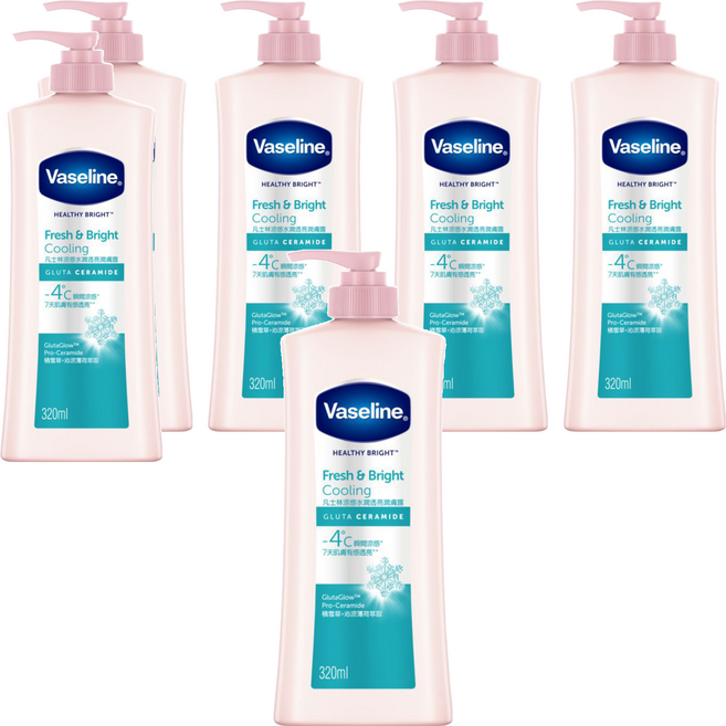Vaseline 凡士林 涼感水潤透亮潤膚露, 320ml, 6瓶