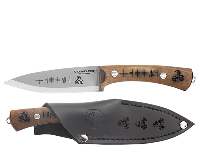 CONDOR Tool&Knife 直刀DRUID德魯伊1095高碳鋼核桃木握柄 附皮鞘, 核桃木, 1支
