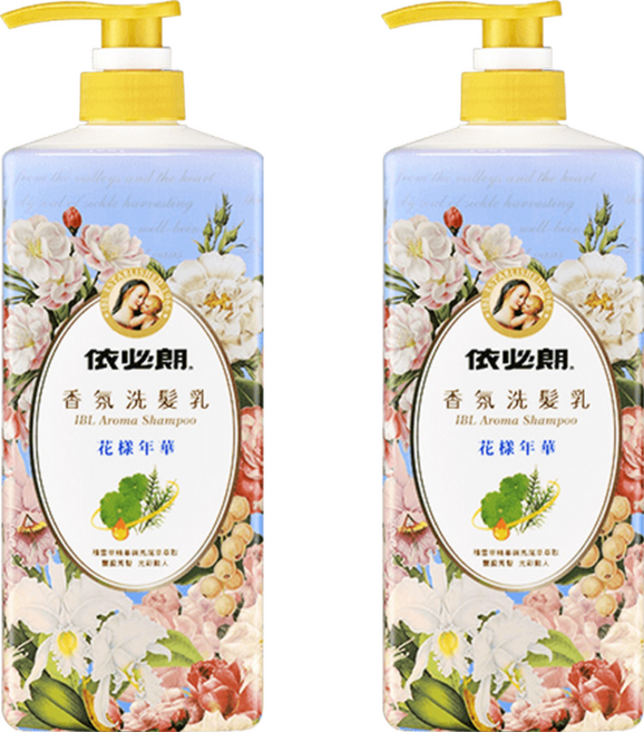 依必朗 香氛洗髮乳 花樣年華 積雪草精華 馬尾草萃取 清新香水調 850ml, 2瓶