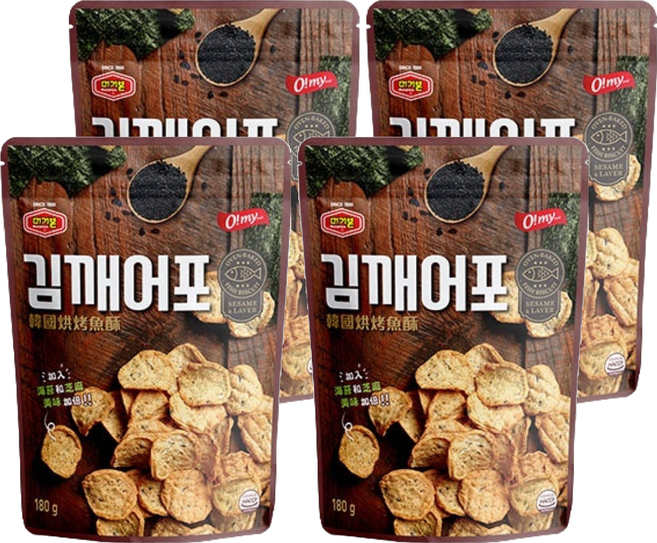 O my food 歐邁福 烘烤魚酥 芝麻海苔口味, 180g, 4包