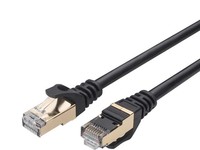 RASTO REC8 極速 Cat7 鍍金接頭SFTP雙屏蔽網路線, 3m, 黑色 + 金色, 1條