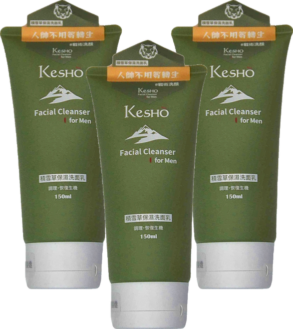 KeSHO men 積雪草洗面乳, 150ml, 3條