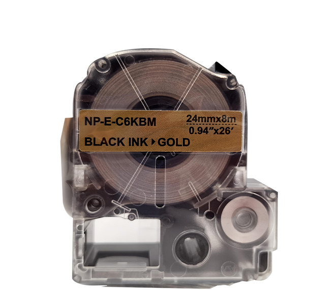 NEXTPAGE 台灣榮工 金底黑字 副廠標籤帶 適用於 EPSON 標籤機 24mm, 8m