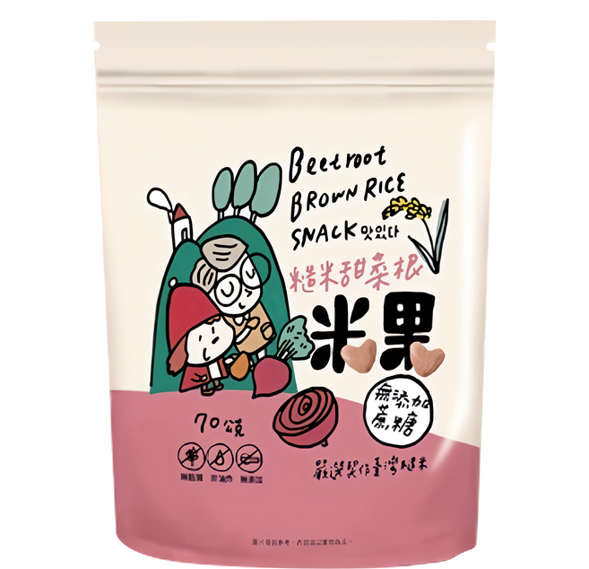 薌園 糙米米果, 甜菜根, 70g, 1包