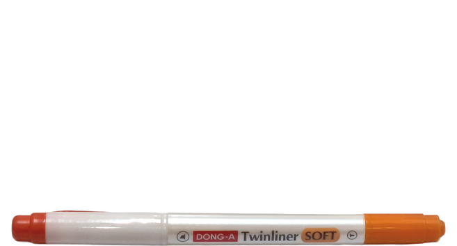 DONG-A TwinLiner Soft 雙頭柔色螢光筆, 朱紅色, 12支