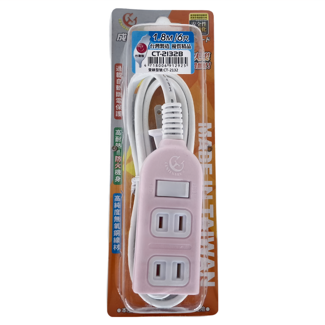CENTENARY 成電牌 超值型 3 + 1座2P延長線, 1.8m, 顏色隨機, 1個
