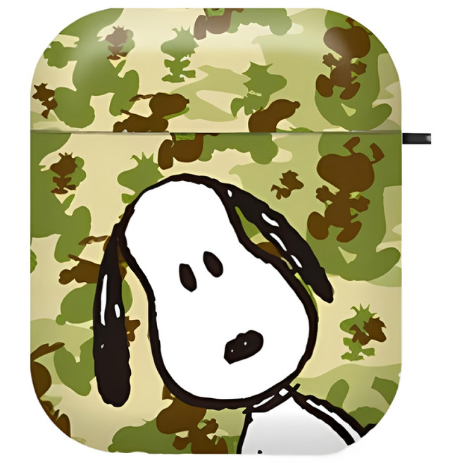 PEANUTS 史努比 耳機保護套 AirPods1.2代, FSN-002, 迷彩綠, 1個