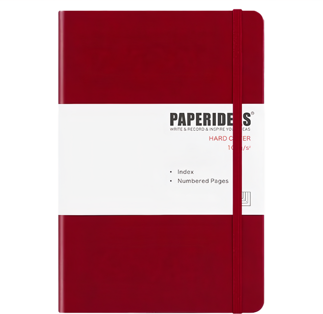 PAPERIDEAS A5 硬皮 橫線 筆記本 148 x 213mm 188頁, 酒紅色, 1本