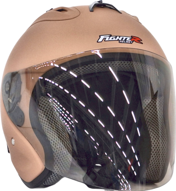 FIGHTER HELMET 普通型露臉式機車防護頭盔 含一層護目鏡 R3-A6, 消光奶茶色