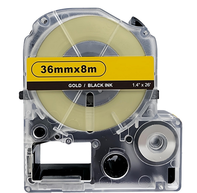 NEXTPAGE 台灣榮工 金底黑字 副廠標籤帶 適用於 EPSON 標籤機 36mm, 8m