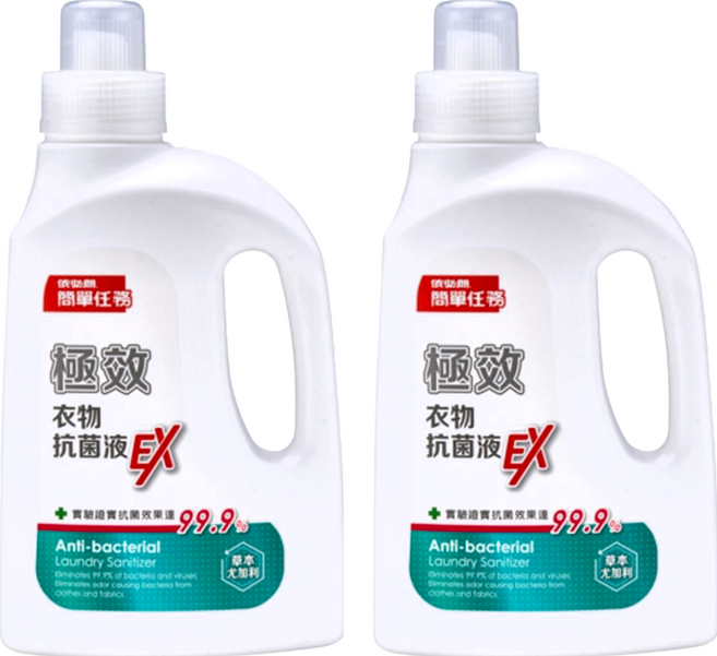 依必朗 簡單任務 極效衣物抗菌液 草本尤加利, 1L, 2瓶
