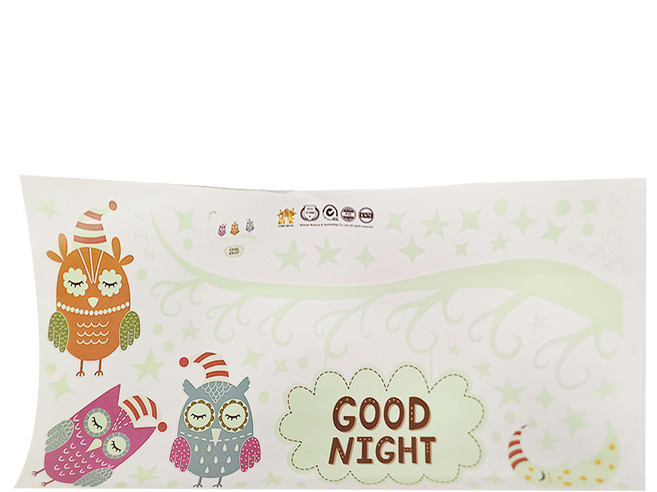 WE CHAMP 無痕夜光壁貼, 夜光貓頭鷹 多色