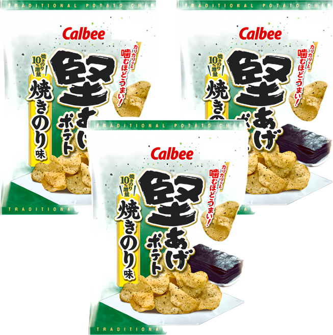 Calbee 卡樂比 Kataage Potato 堅脆洋芋片 烤海苔風味, 65g, 3包