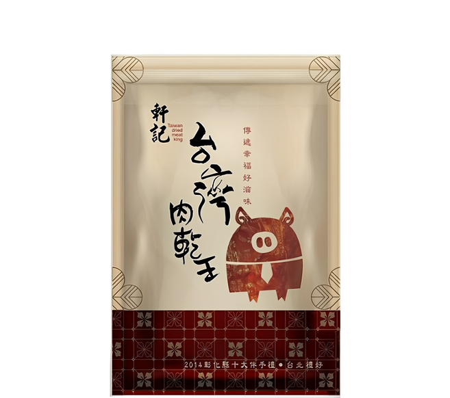 Taiwan dried meat king 軒記 台灣肉乾王 蒜味金薄豬肉乾, 100g, 1包