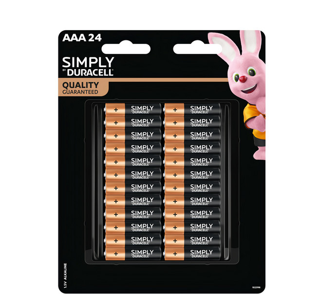 DURACELL 金頂 台灣公司貨 Simply 鹼性AAA電池4號, 24入, 1組