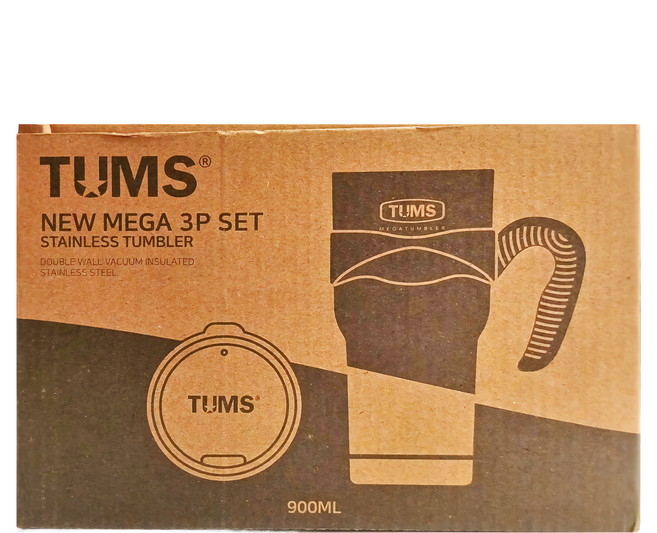 TUMS New Mega 系列 真空不鏽鋼保溫杯+杯蓋+手把3件組, 薄荷色, 900ml, 1組