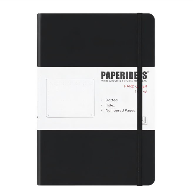 PAPERIDEAS A5 硬皮 188頁 點陣筆記本, 黑色, 1本