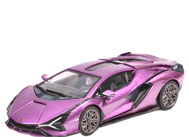 鴻興 HH 1/64 超跑系列 藍寶堅尼模型 LAMBORGHINI SIAN FKP 37 (Viola 30th) HS001-06 油電牛王, 紫羅蘭色, 1個